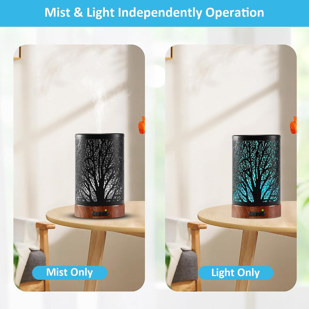 Essential Oil Diffuser - 150ML Metal Aromatherapy Diffuser for Essential Oils with 7 Colors Lights Gifts for Mom Auto Shut-Off & Ultrasonic Cool Mist Diffuser, Ambience for Home