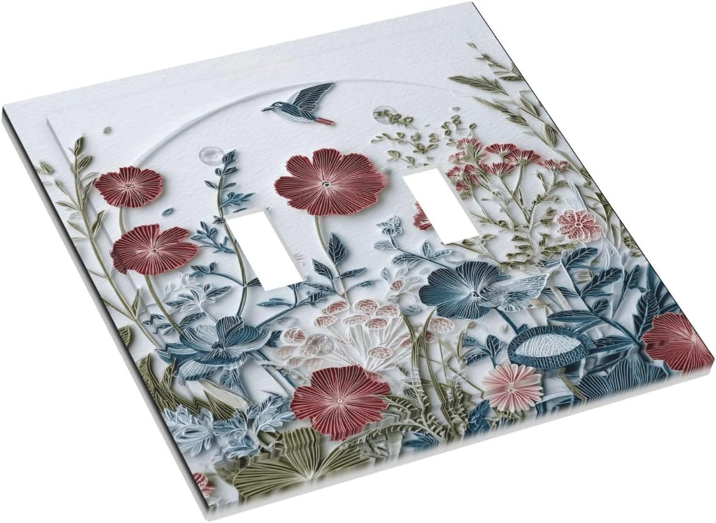 Wildflowers Rustic Flowers Floral Plants 2 Gang Double Toggle Wall Plate Cover Decorative Light Switch Covers Electrical Faceplate Switch Plates for Bathroom Kitchen Home