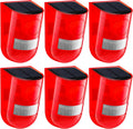 Qualirey 6 Pack Solar Sound and Light Alarm Motion Sensor 129db Outdoor Security Siren Waterproof Motion Activated Detector Alarm 6 LEDs Flash Warning Strobe System for Home, Farm (Red)