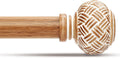 Wood Curtain Rods for Windows 28 to 48 Inches, Decorative 1'' Diameter Heavy Duty Adjustable Rustic Farmhouse Drapery Pole with Boho Imitation Wooden Grain Finials, Size: 30''-60'', Brown