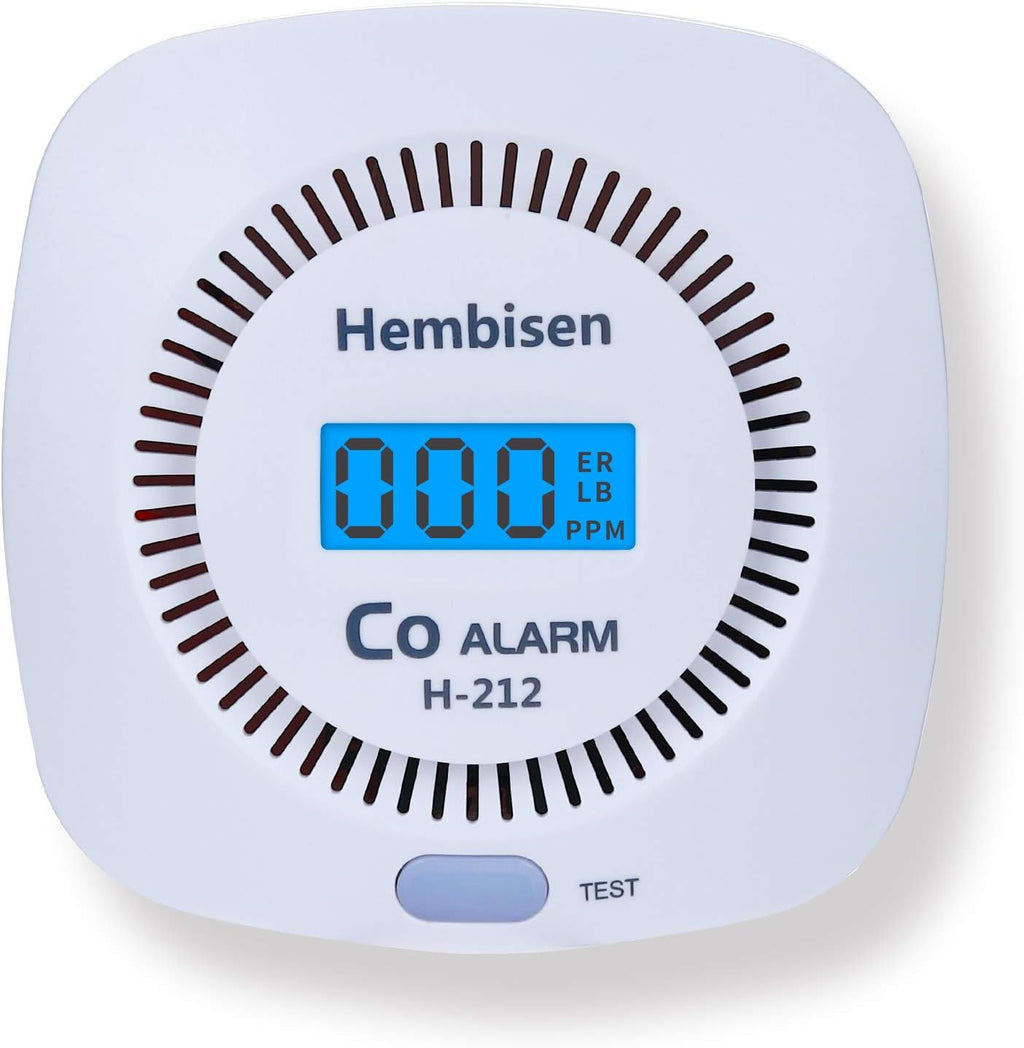 Carbon Monoxide Detectors - Hembisen CO Alarm Detector Monitor Battery Operated with Digital Display for House Kitchen Restaurant Hotel Office