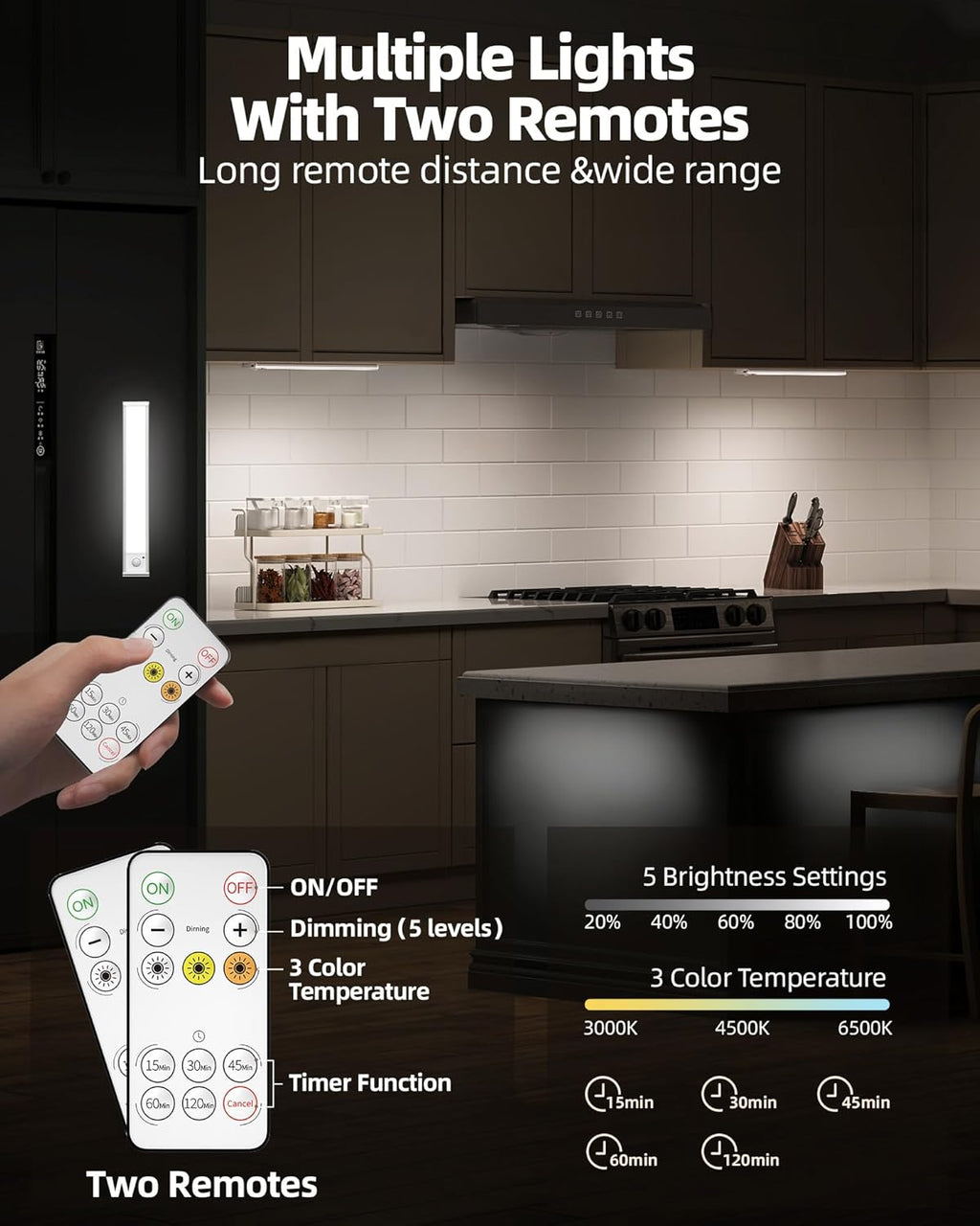 4Pack 12inch Under Cabinet Lighting, Rechargeable Motion Sensor Light Wireless Indoor, Dimmable 3 Color Temps Closet Lights with Remote, Indoor Under Counter LED Lights for Kitchen, Stairs