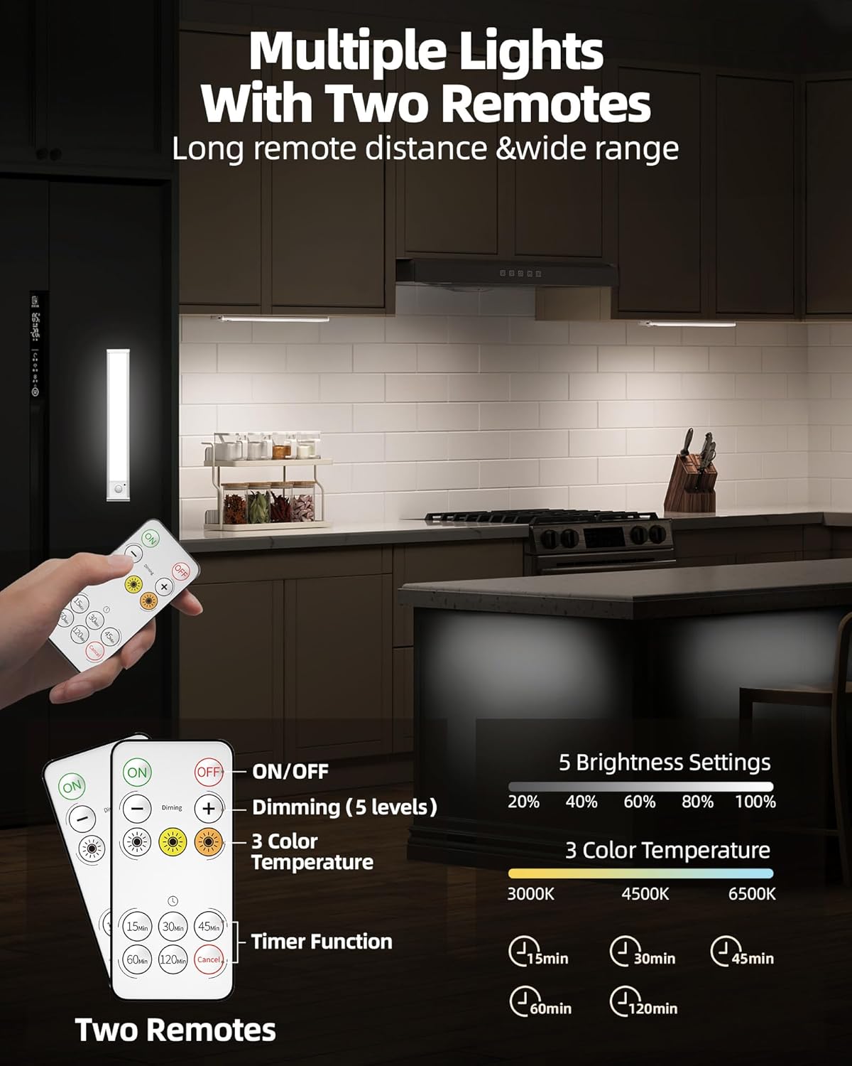 4Pack 12inch Under Cabinet Lighting, Rechargeable Motion Sensor Light Wireless Indoor, Dimmable 3 Color Temps Closet Lights with Remote, Indoor Under Counter LED Lights for Kitchen, Stairs