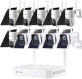 Kittyhok 2K Solar Home Security Camera System, Smart Human Detection, Spotlight, Forever Power, 10CH NVR, 0 Monthly Fee, KBS4084 Bundle with Battery Powered PT Solar Camera BY4