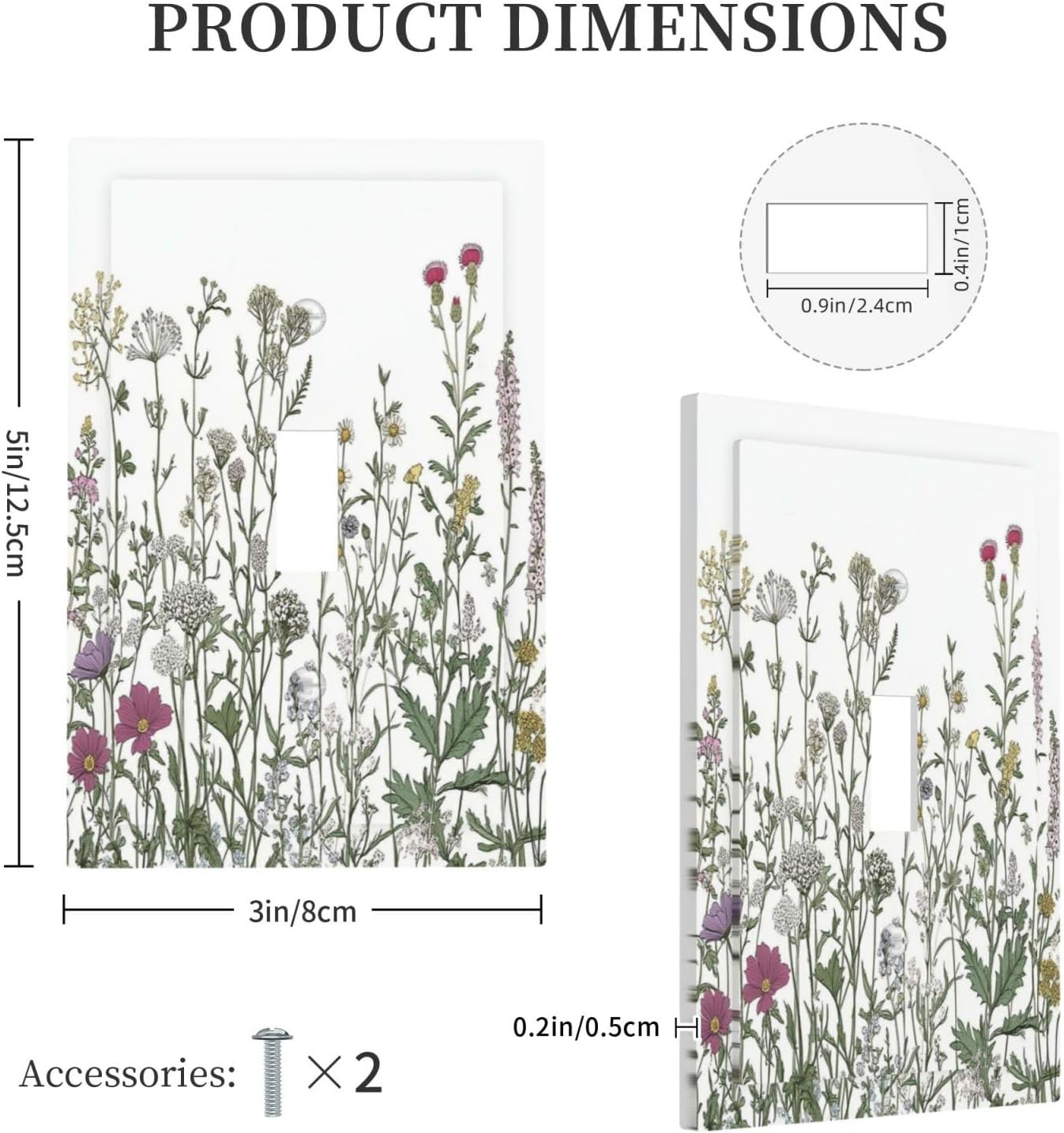 Vintage Herbs Wildflowers Plant Floral Decorative Light Switch Cover 1 Gang Single Toggle Device Electrical Faceplate Switchplates Decorator Outlet Wall Plate For Bed Room Home Decor