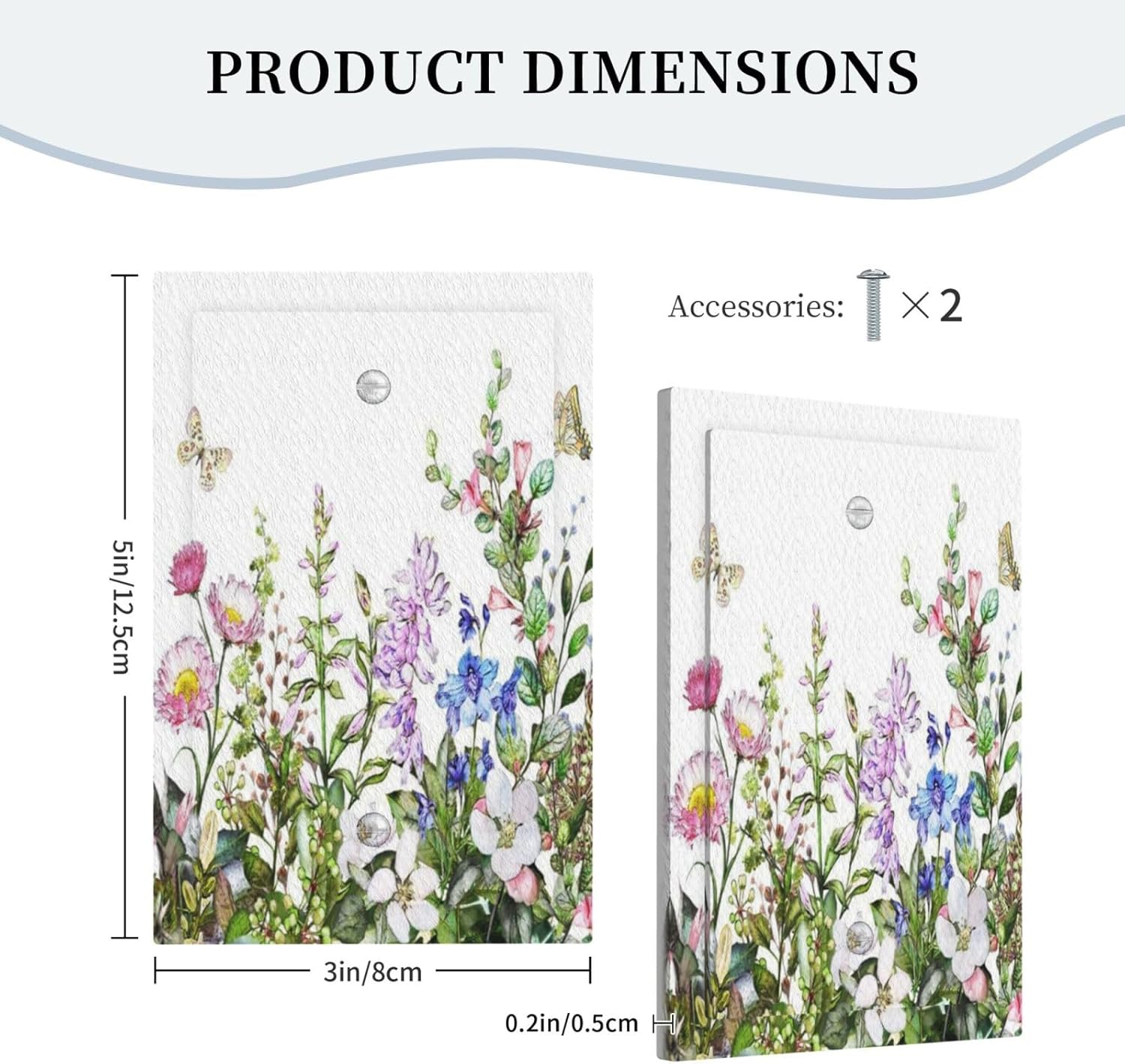 Decorative Light Switch Plate Covers Rustic Pink Flower Green Leaf 1 Gang No Device Single Blank Outlet Covers Wall Plate Light Switch Cover Plate Faceplate for Bedroom Home Decor