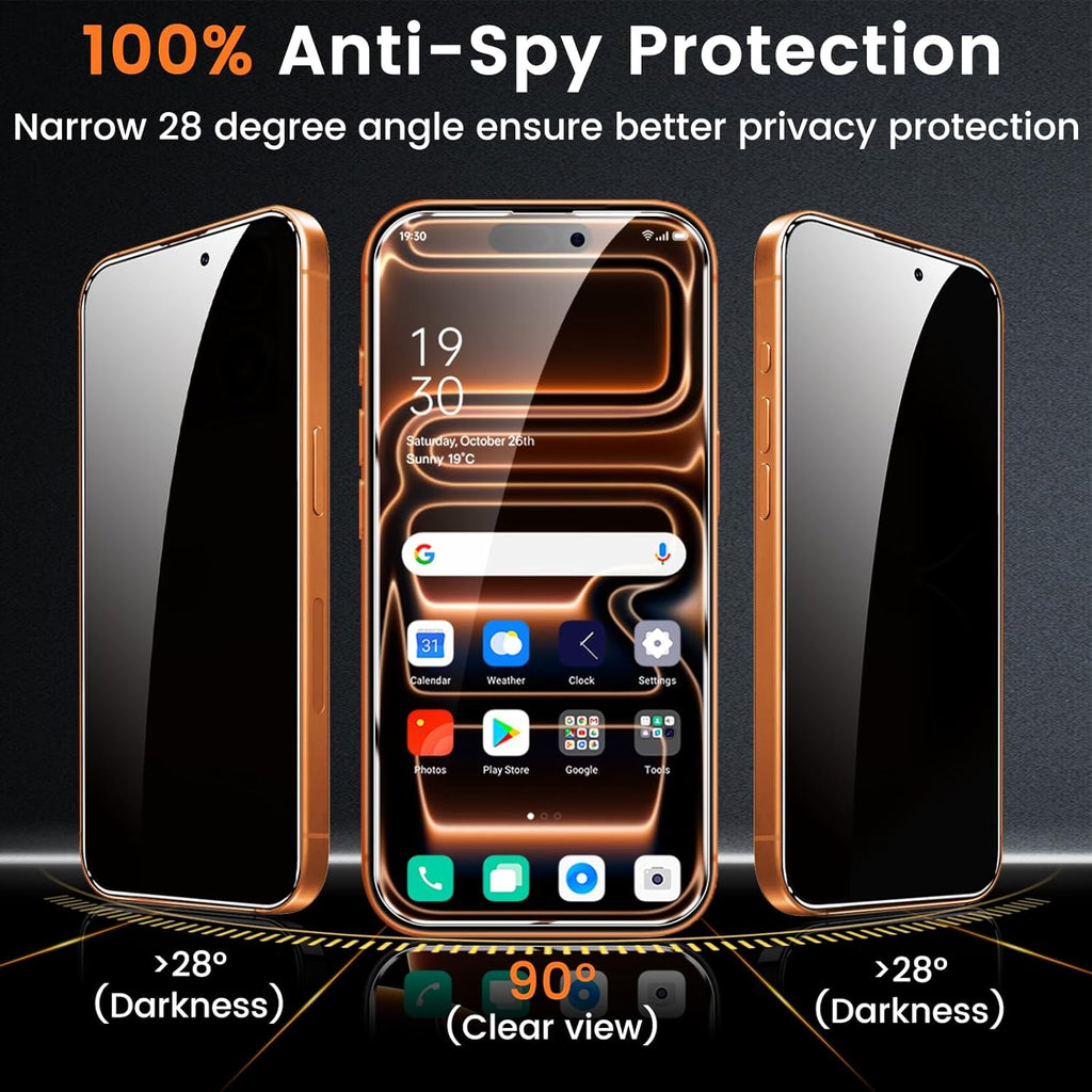 4 Pack Privacy Screen Protector for iPhone 17 Pro Max 6.9-Inch with 4 Pack Camera Lens Protector, Anti Spy Tempered Glass Film 9H Hardness Bubble Free Case Friendly