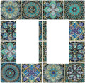 Decorative Outlet Covers Mandala Decorative Rustic Vintage Turquoise Pattern 2 Gang Double GFCI Rocker Electrical Wall Panels Light Switch Cover Plate for Bedroom Bathroom Decor