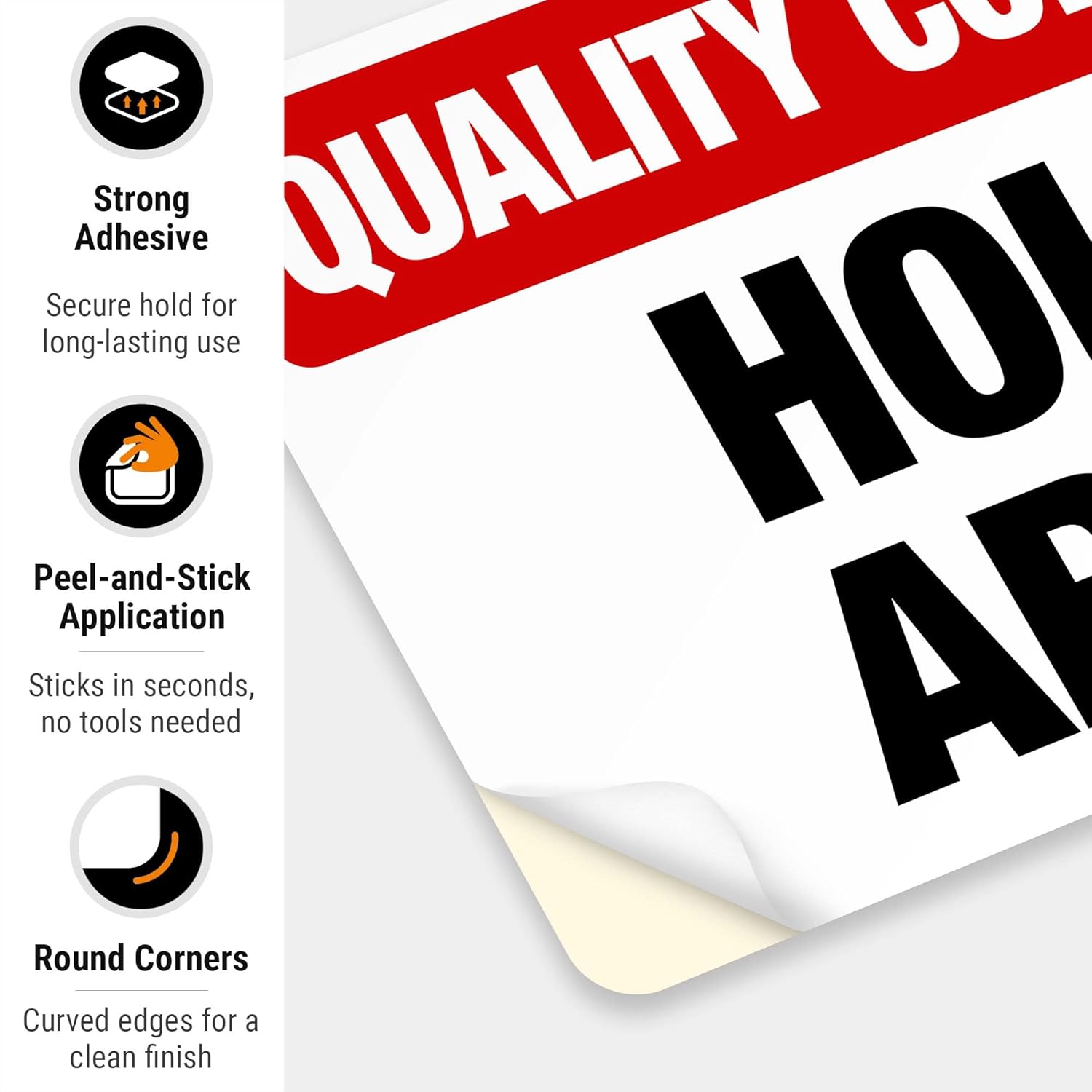 Quality Control Hold Area Sign, 10x7 Inches, 4 Mil Vinyl Decal Stickers Weather Resistant, Made in USA