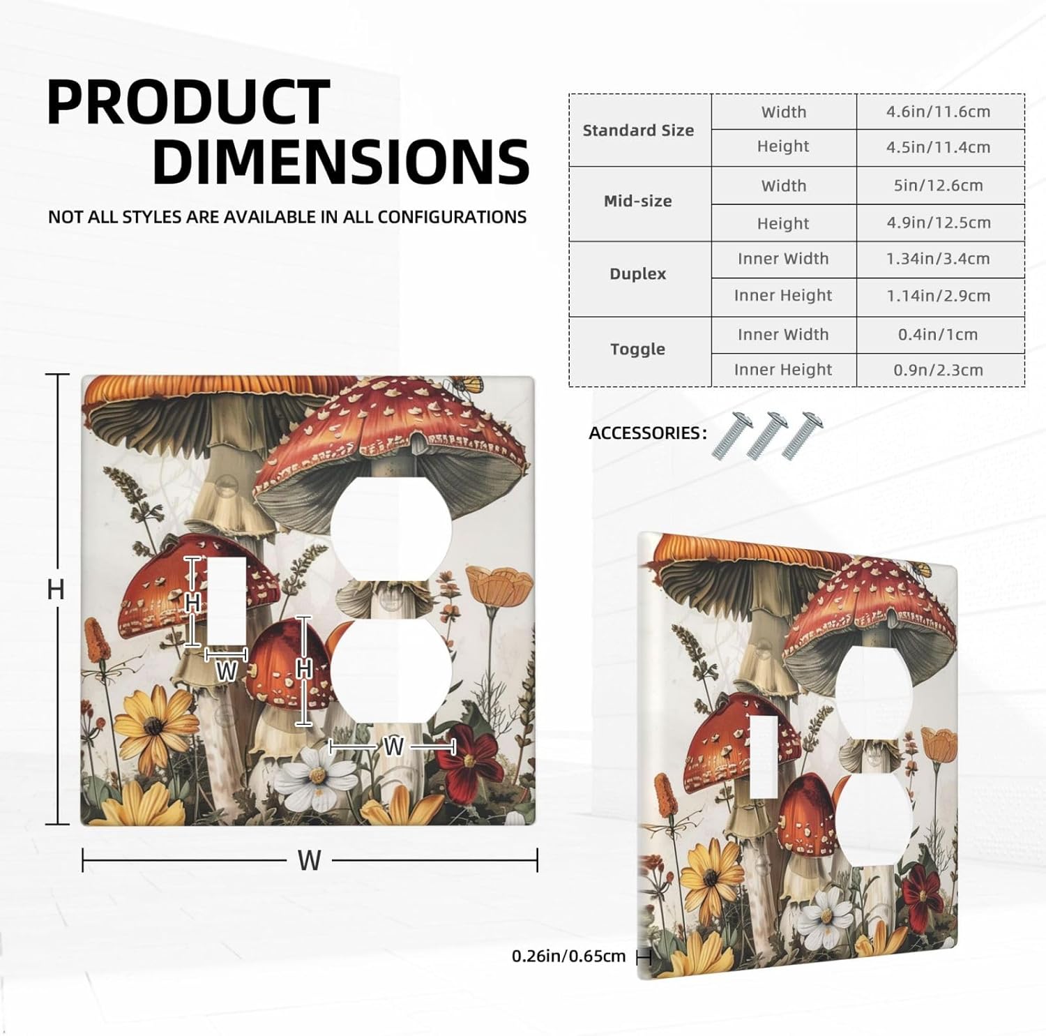 Wallplates Mushroom Forest Butterfly Wild Flower 1 Toggle 1 Duplex Switch Plate Electrical Gfci Faceplate Decorative Light Switch Covers For Bed Room Living Room Decor