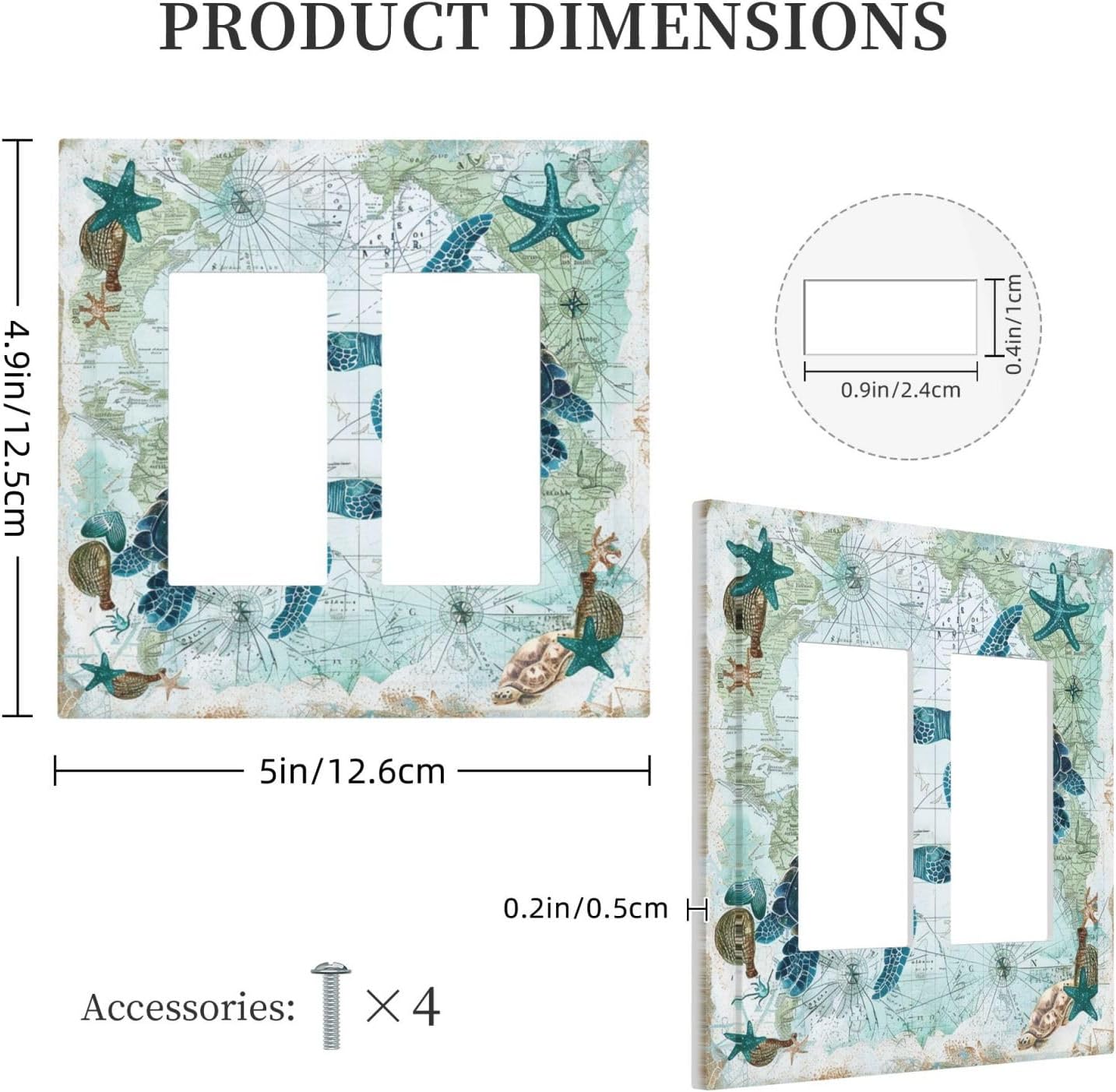 Decorative Outlet Covers Nautical Green Sea Turtles Beach Blue Ocean 2 Gang Double Gfci Rocker Electrical Wall Panels Light Switch Cover Plate For Bathroom Kids Room Decor