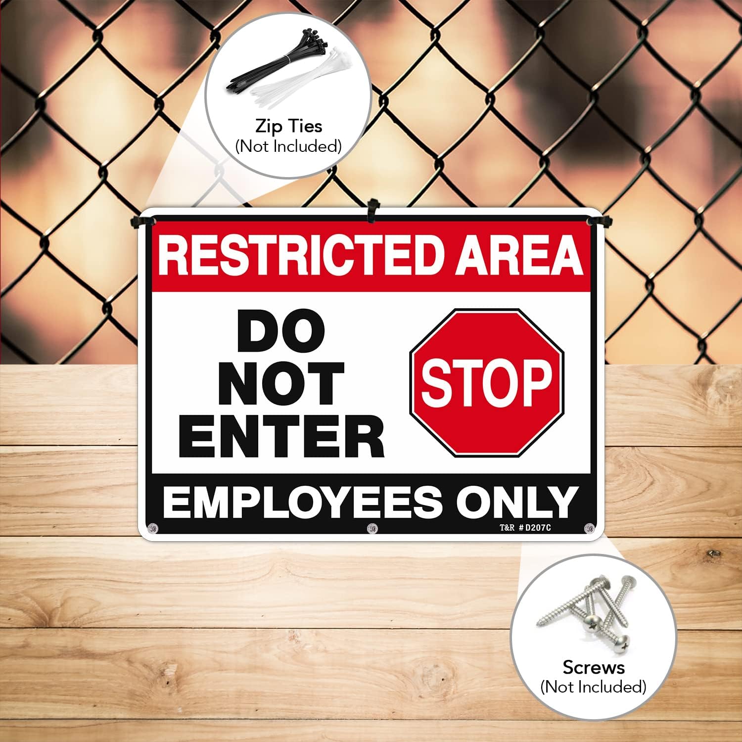 T&R Restricted Area Do Not Enter, Employees Only Sign - 2 Pack - 10 x 7 Inches Rust Free .040 Aluminum - UV Protected, Waterproof, Weatherproof and Fade Resistant - 4 Pre-drilled Holes