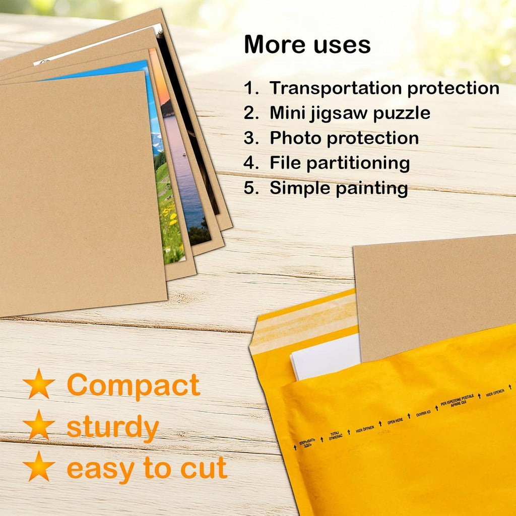 Calenzana 3.5x4.5 Browm Corrugated Cardboard Sheets, Flat Card Boards Inserts for Crafts, Packing, Shipping, Moving, Mailing, 200 Pack