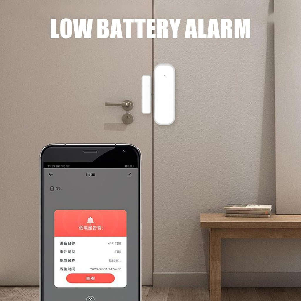 Door Sensor,WiFi Magnetic Alarm,Wireless Real-Time Window Contact Sensor - for Home Security Business Indoor Room Garage Entry Entrance