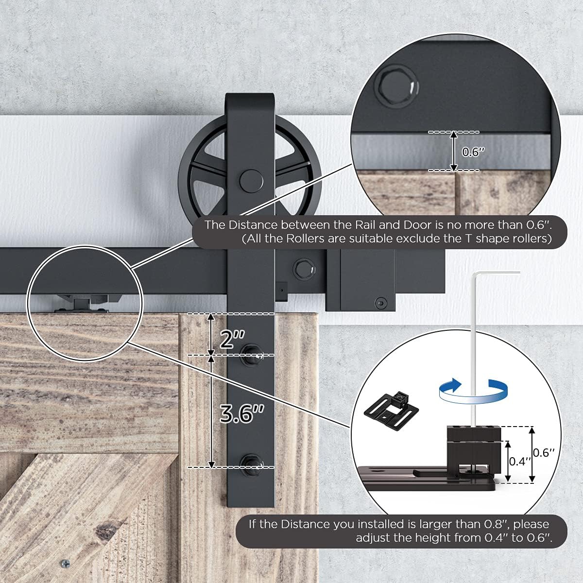 SMARTSTANDARD Barn Door Soft Close Kit, Matching A Door Weighing up to 88 Pounds, Equipped with Spring Buffer Damper, Upgrade Hole-Free Version, 2PCS