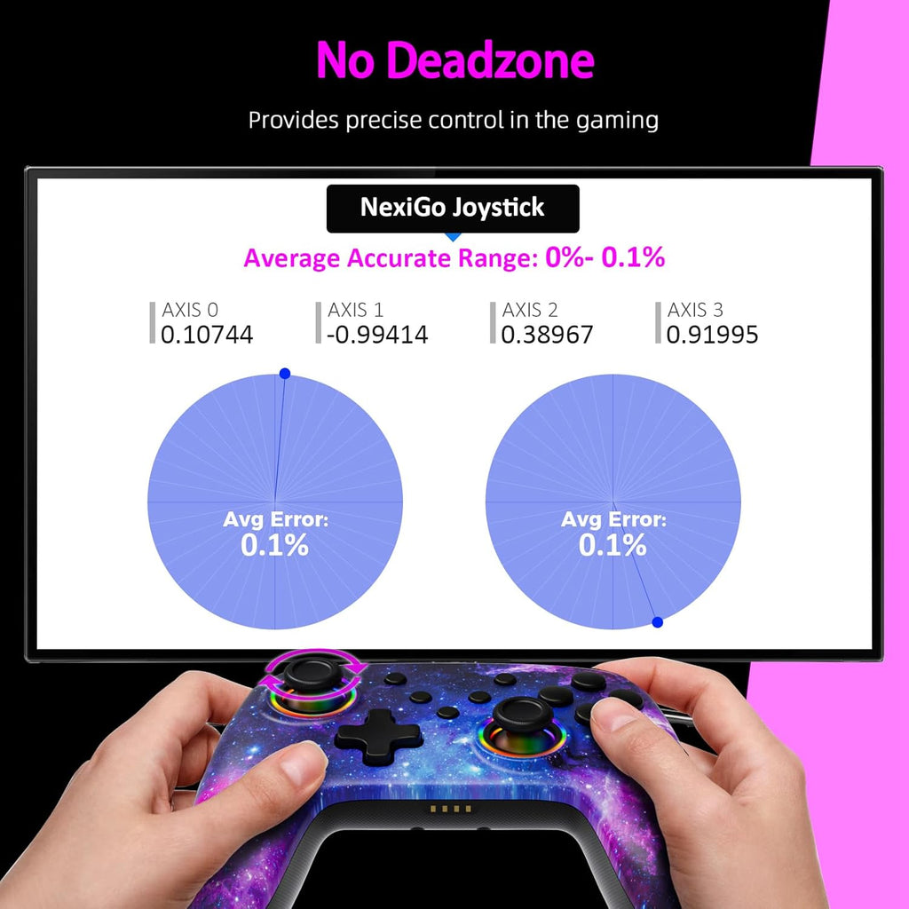 NexiGo Wireless Controller (No Deadzone) for Switch 2 and Switch, Bluetooth Controllers for Nintendo Switch with Vibration, Motion, Turbo and LED Light (Cosmic Nebula)