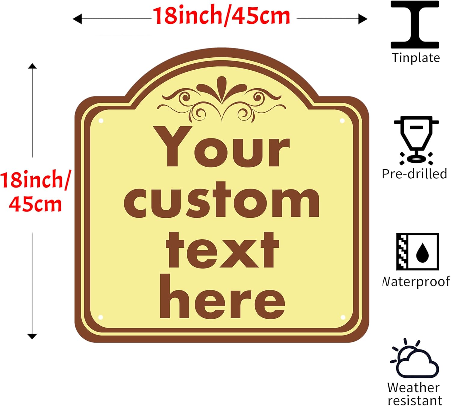 Custom Sign, Custom Indoor/Outdoor Decorative Sign，Aluminum Weatherproof Metal Sign Multiple Sizes, Customize for Office, Business, Workplace, office, Home, Delivery Signs