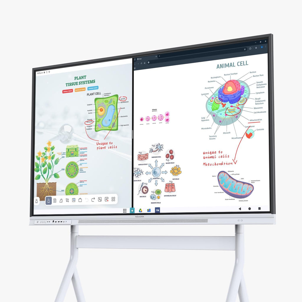 Smart Board, 75" Interactive Whiteboard with Google EDLA, Built-in Digital Whiteboard, Wireless Casting, Split-Screen & Unlimited Canvas for Business and Education (Wall Mount Included)