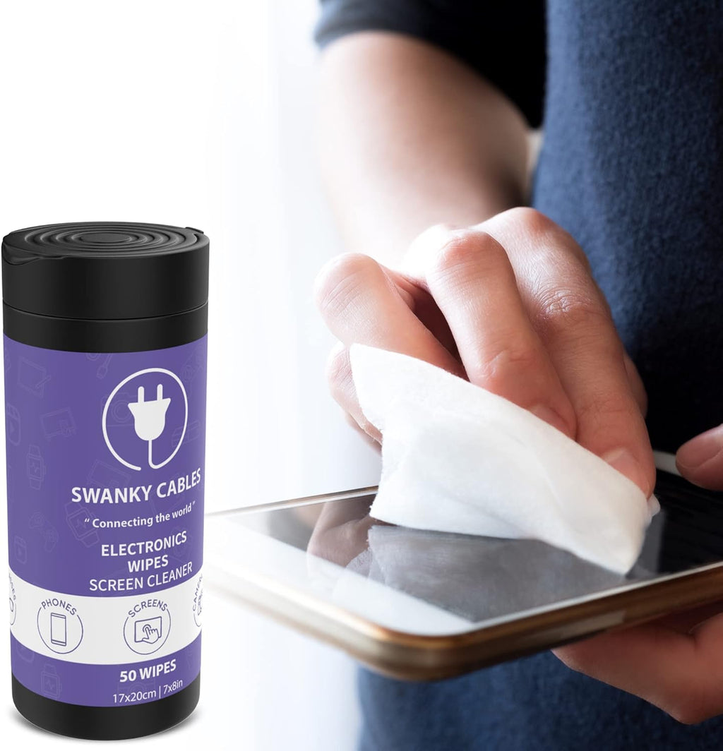 Electronic Cleaning Wipes - Computer, TV, Monitor, Phone, Laptop, Tablet, Keyboard, Camera & Lens Cleaner, Portable Tech Screen Cleaner - With Microfiber Cloth - Canister, 150 Count
