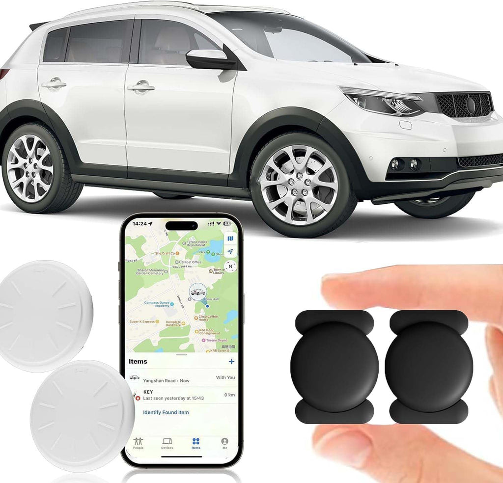 GPS Tracker for Vehicles, 2PCS Tracker Device for Vehicles Work with Find My (iOS Only), Hongtop H Hidden Tracking Devices for Cars with Magnetic Case, No Monthly Fee Car GPS Tracker