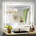 44x36 Inch LED Bathroom Mirror with Lights Front and Backlit Lighted Vanity Mirror for Bathroom Wall with 3 Colors Dimmable Anti-Fog Memory Shatter-Proof IP54 Waterproof Horizontal/Vertical