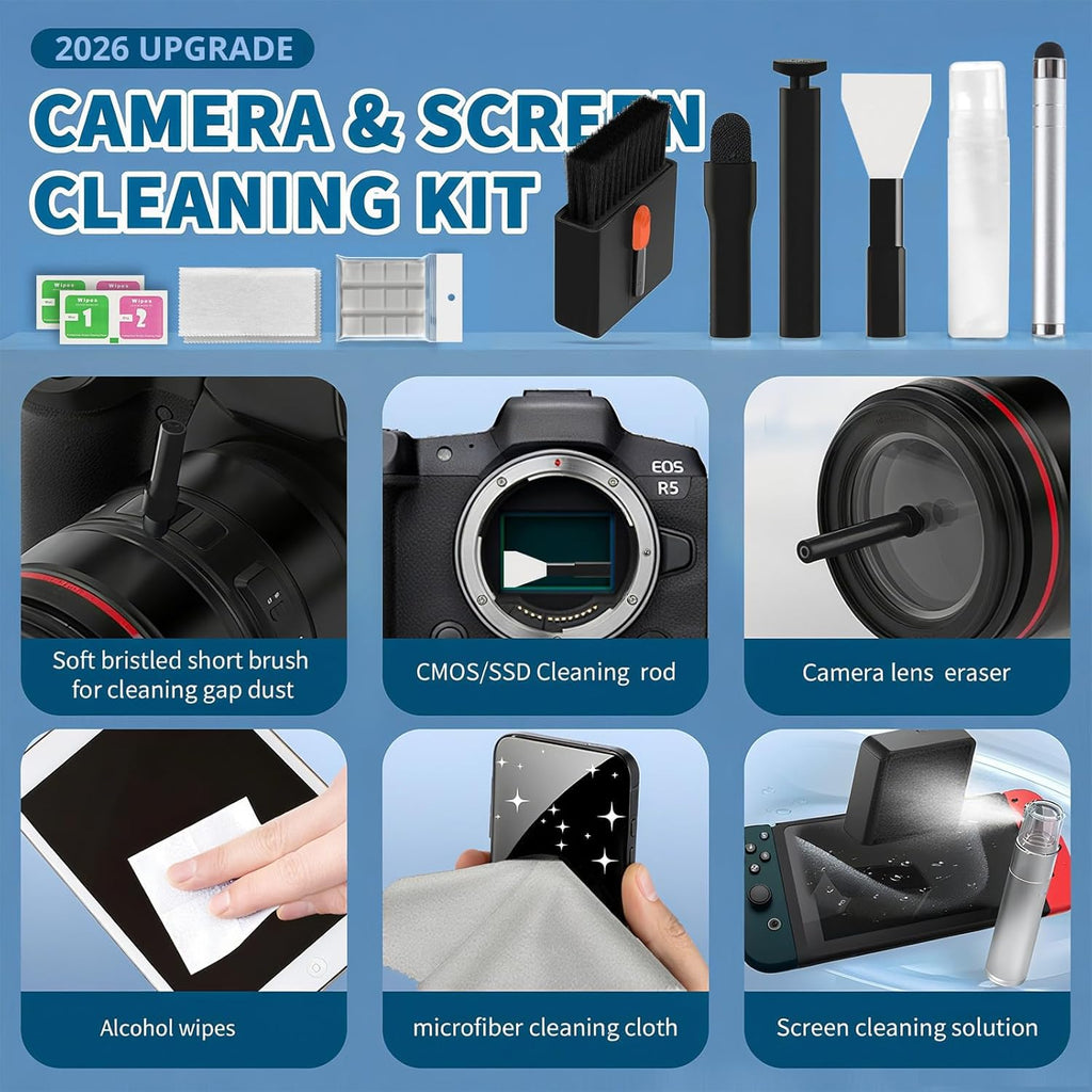 2026 Upgrade Phone Cleaning Kit 47PCS, iPhone Cleaning Kit, Airbud AirPods Cleaning Kit, Keyboard Cleaning Kit, Charging Port Cleaner for Apple Lightning/Android USB-C (Black)