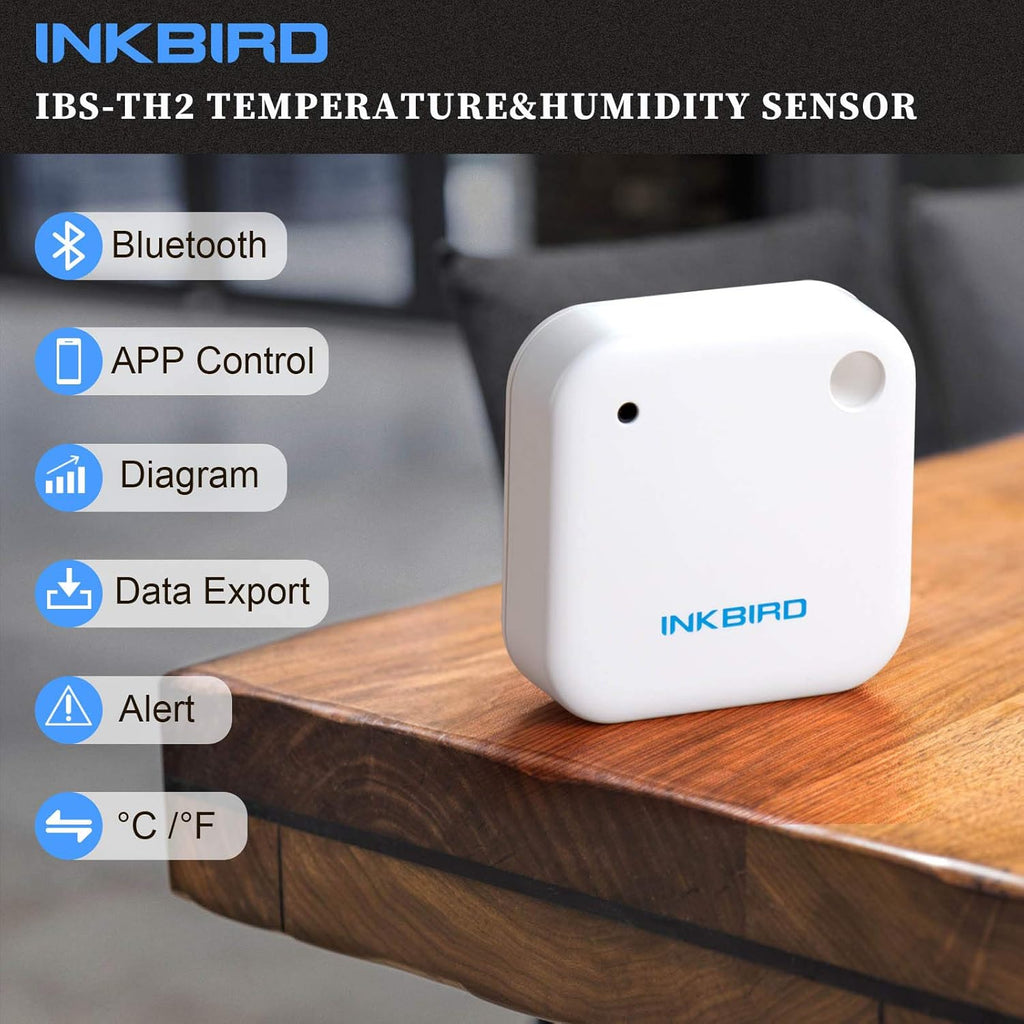 Inkbird Wireless Thermometer Humidity and Temperature Monitor, IBS-TH2 Freezer Thermometer Bluetooth Temperature Sensor Smart, with APP for Android and iOS (Temperature and Humidity Sensor)