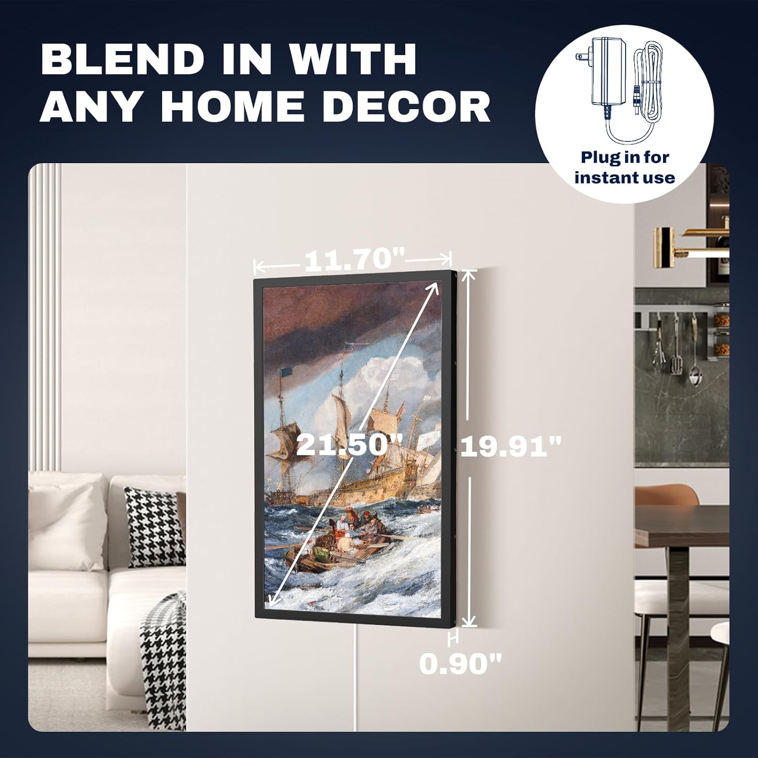 21.5 Inch Touchscreen Large Digital Picture Frame with FHD IPS Screen, 32GB WiFi Digital Photo Frame,Remote Control, Wall-Mountable, Share Photo/Video via Apps, Email, USB/Mirco SD, Black
