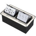 KYHSHJ Dual Pop-Up Floor Electrical Outlet Box Kit，20 Amp Stainless Steel USB TR Receptacle Outlet，3-Port RJ45 Datacom Receptacle，Waterproof Gasket with IP44 Waterproof Rating, Stainless Steel Color