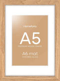 Homeforia A5 Wood Picture Frame, High-End Natural Oak 5.8x8.3 Frame Matted to 4.1x5.8 inch Photo, A5 Size Wooden Frames with Mat A6 for Art, 5.8 x 8.3 Poster Frames, Tempered Glass, Wall Kit, Set of 1