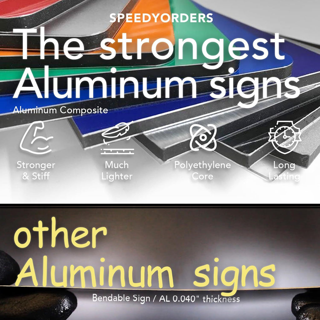 SPEEDYOOKS Custom Outdoor Metal Sign, Personalized Aluminum, Customized Safety, Business, Waterproof - White Aluminum (Red & White, 14x10 In)