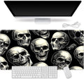Small Heated Desk Pad 23.6" x 14.2" – Compact Electric Mouse Pad with 3 Heating Levels, Auto Shut-Off, Waterproof PU Surface, Plug-in Warmer for Office or Home Use, Skull Pattern