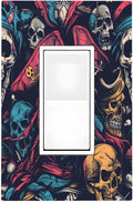 Decorative Outlet Covers Pirate Colourful Skeleton Red Hat 1 Gang Single Rocker Light Switch Cover Plate Wall Plates Gfci Faceplate For Farmhouse Cabin Decor