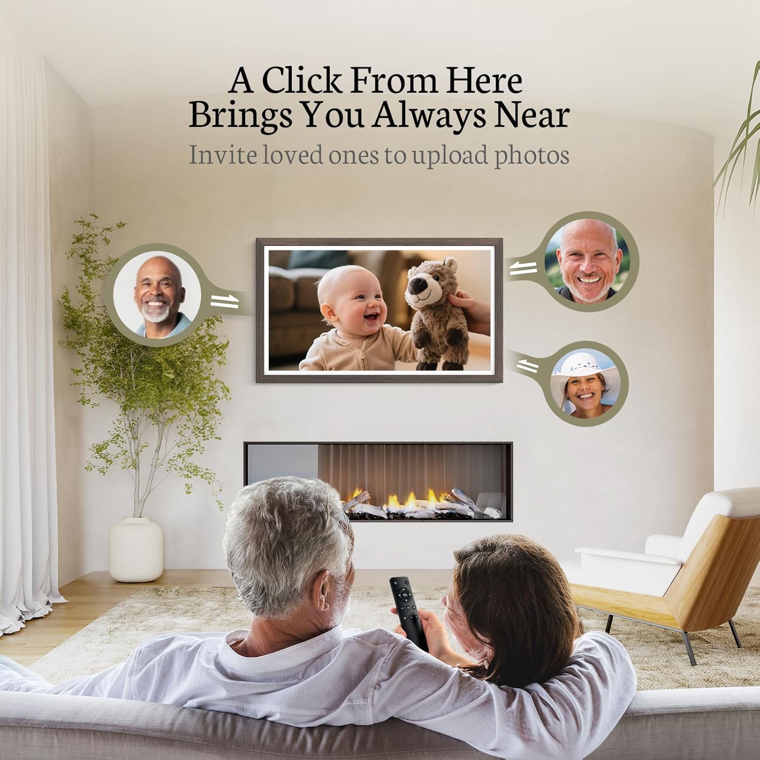 BSIMB Large Digital Picture Frame 27 Inch, 1920x1080 FHD WiFi Digital Photo Frame Electronic 32GB, Wall Mount Included, Share Pictures/Videos via App Easy Setup Gifts for Mom(Non-Touch), Dark Wood