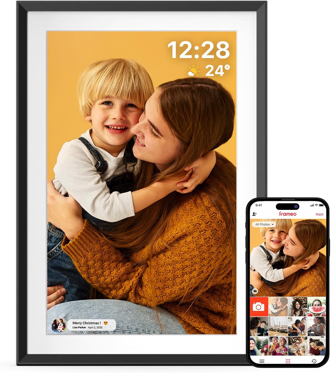 ApoloSign Digital Picture Frame 10.1 inch, Frameo Digital Photo Frame, WiFi Electronic Frame with 32GB Storage, 1280x800 HD IPS Touch Screen, Auto-Rotate, Slideshow, Share Photos/Videos Instantly