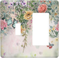 Rustic Floral Watercolor Flower Blossom Butterfly 2 Gang Combo 1 Toggle 1 Rcoker Light Switch Covers Decorative Switch Plates Electrical Switch Plates and Outlet Covers for Home Art Decor 4.5 X 4.5 IN