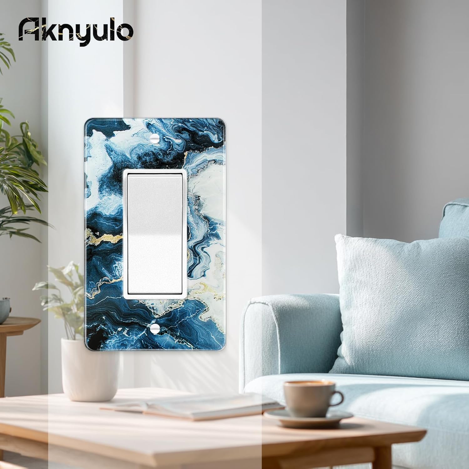 Art Light Switch Covers Luxurious Blue and Gold Marble Acrylic Switch Light Cover Switch Light Cover Durable Decorative Outlet Covers Switch Plates And Outlet Covers