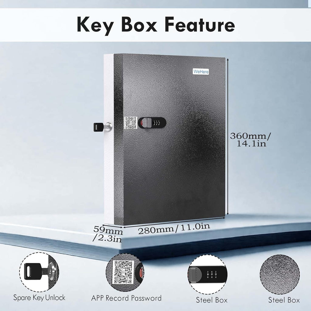 32 Key Lock Box, Key Cabinet Organizer, Key Safe Security Storage Lockbox Holder for Valets, Hotels, Car and House Keys