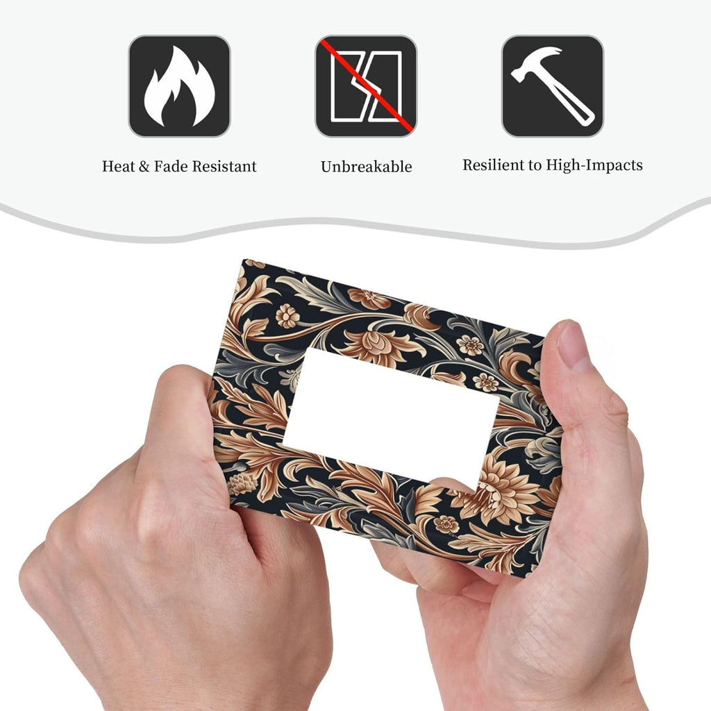 Decorative Outlet Covers Vintage Grey Plant Leaves Brown Flowers 1 Gang Single Rocker Light Switch Cover Plate Wall Plates GFCI Faceplate for Bedroom Home Decor