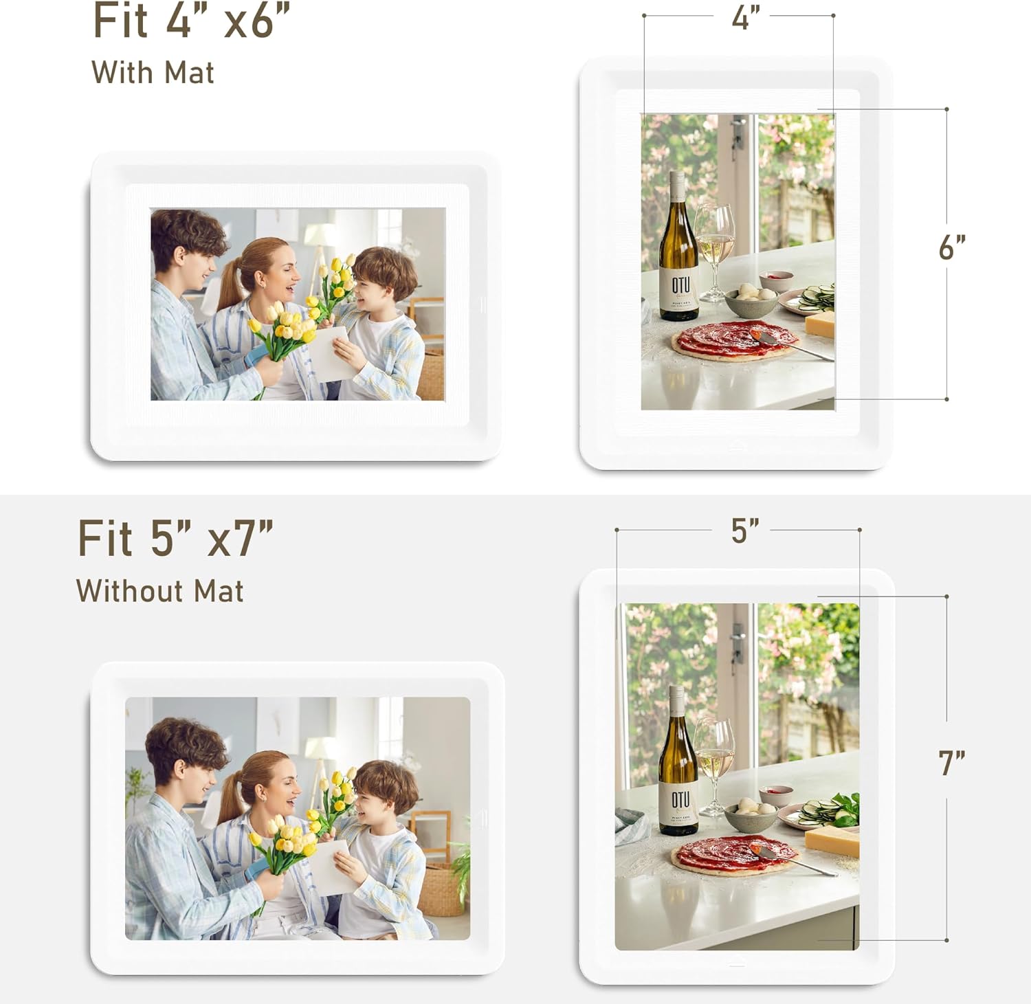 White 5x7 Picture Frame with Acrylic Front 1 Pack, ABS Frame for 5x7 or 4x6 Photos, Shatterproof UV-Resistant Tabletop Photo Frame, Vertical/Horizontal Display for Home Décor