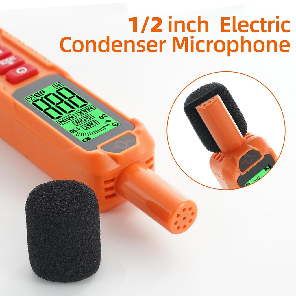 Decibel Meter, XIAOCETOOL®, Noise Decibel Reader, Sound Level Meter – Range 30-130dB, Max/Min, A-Weighted, with Backlit LCD Screen, Data Hold, Fast/Slow, for Home, Outdoor & Noisy Neighbors