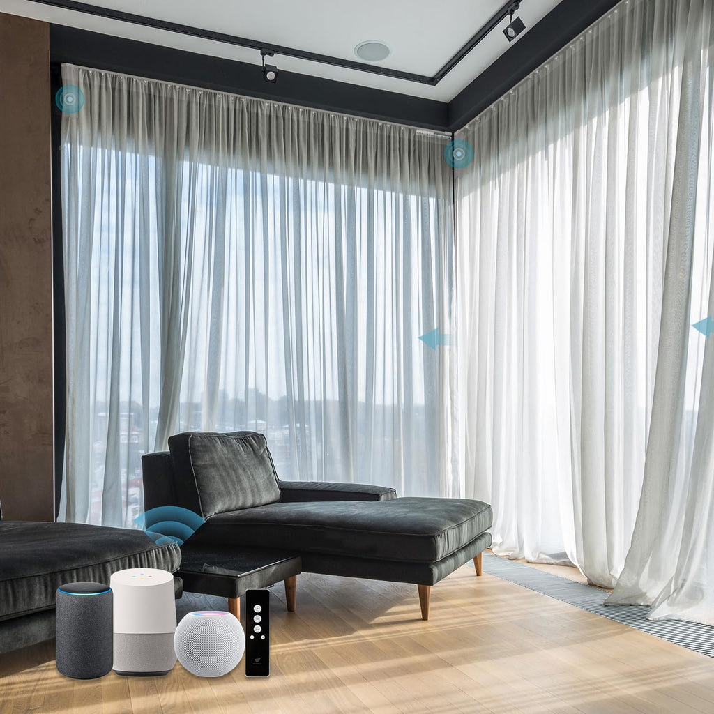 SmartWings Automatic Curtain Opener with Drapery, Motorized Vertical Blinds with Remote, Electric Closet Doors Sliding Panels Compatible with Alexa Google Homekit, Sheer Starry Brilliance