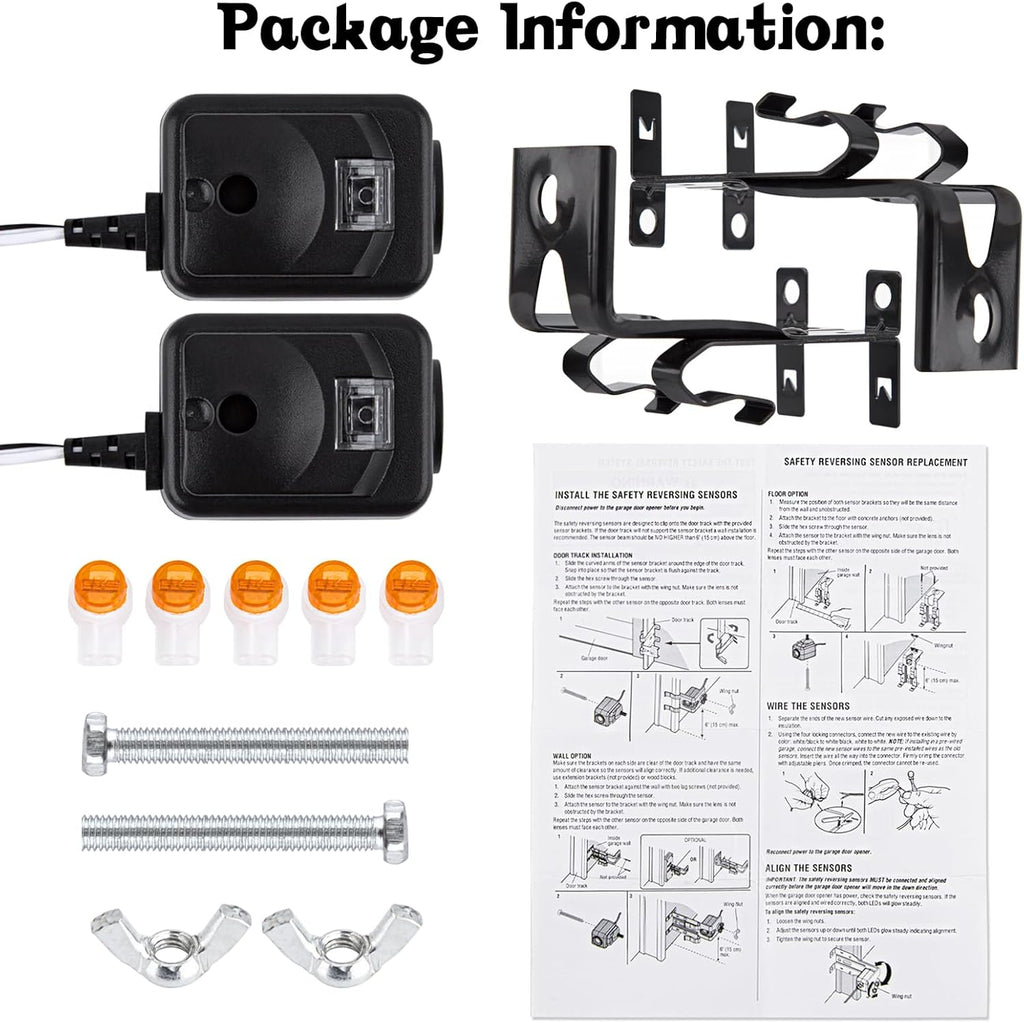 820CB Garage Door Sensor, Safety Sensor Brackets Kit Compatible with Chamberlain Liftmaster Sears Craftsman Garage Door Opener Made After 1997. Replacement 41A5034 G801CB-P 801CB 041-0136