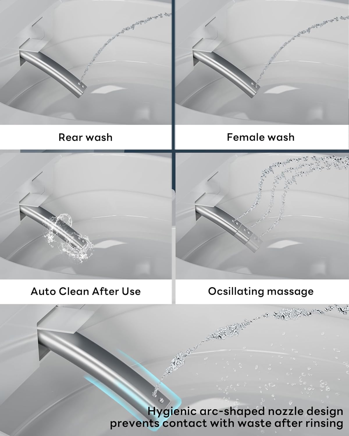 CANEST Smart Toilet, Toilet With Bidet Auto Flush, Auto Open and Close, Foot Sensor Operation, Warm Water, Heated Seat, Temperature Display, Night Light (TC-200GE)