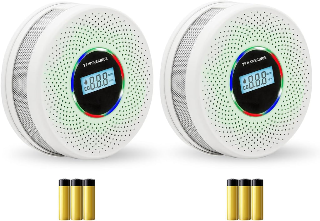 2 Pack Upgraded Combination Smoke and Carbon Monoxide Alarm Detector, Dual Sensor Smoke Alarm&Carbon Monoxide Detector (Includes Battery)