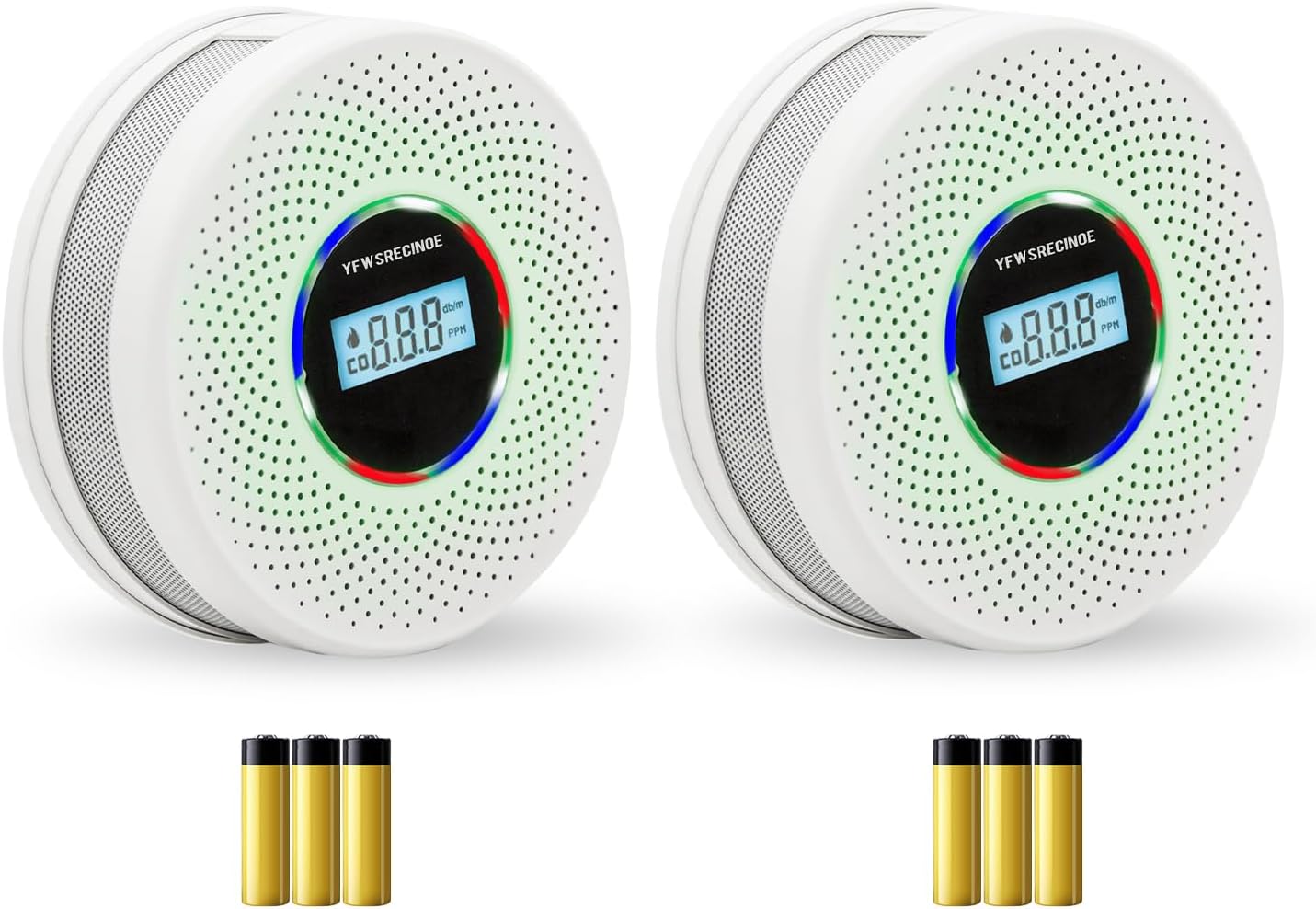 2 Pack Upgraded Combination Smoke and Carbon Monoxide Alarm Detector, Dual Sensor Smoke Alarm&Carbon Monoxide Detector (Includes Battery)