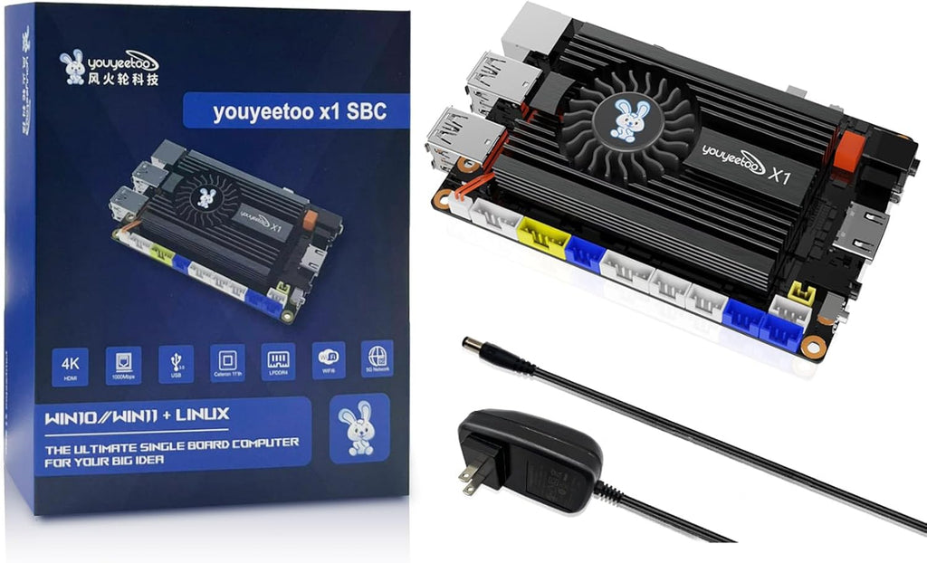 WayPonDEV youyeetoo X1 X86 Single Board Computer - A 64bit Windows 10/11/Linux Mini PC with Celeron N5105 CPU, Support Optional WiFi&BT NFC, PCIE 3.0 M.2 2280 NVMe or SATA SSD (8GB RAM+64GB Storage)