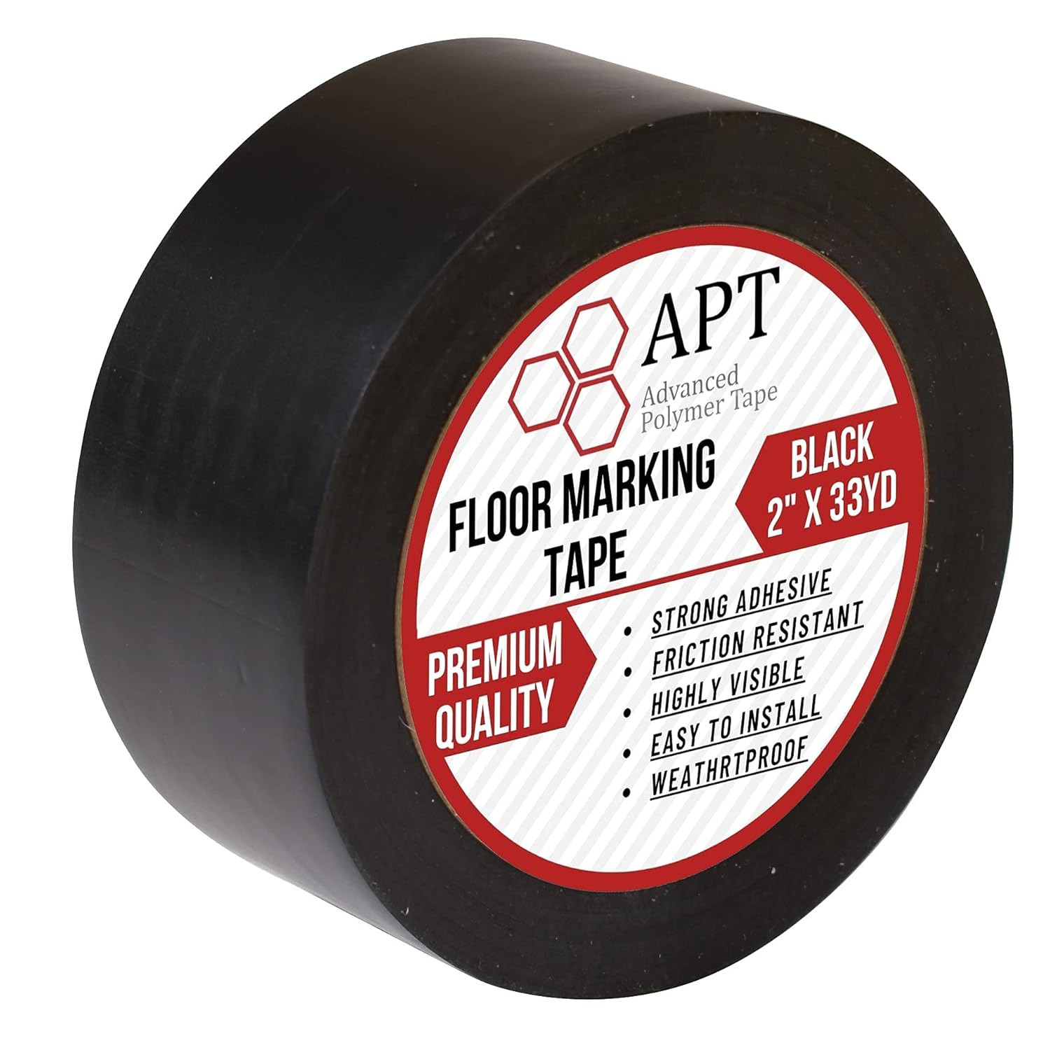 APT, Multi Color Marking Tape, Premium Safety Marking and Dance Floor Splicing Tape, 6 mil Thick (Black, 1 Roll)