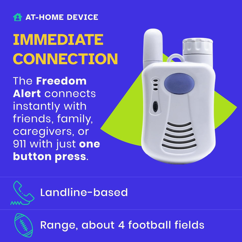 Freedom Alert, Landline Personal Emergency Device, 2-Way Call with Family and Police for Home Safety, Device for Seniors and The Elderly