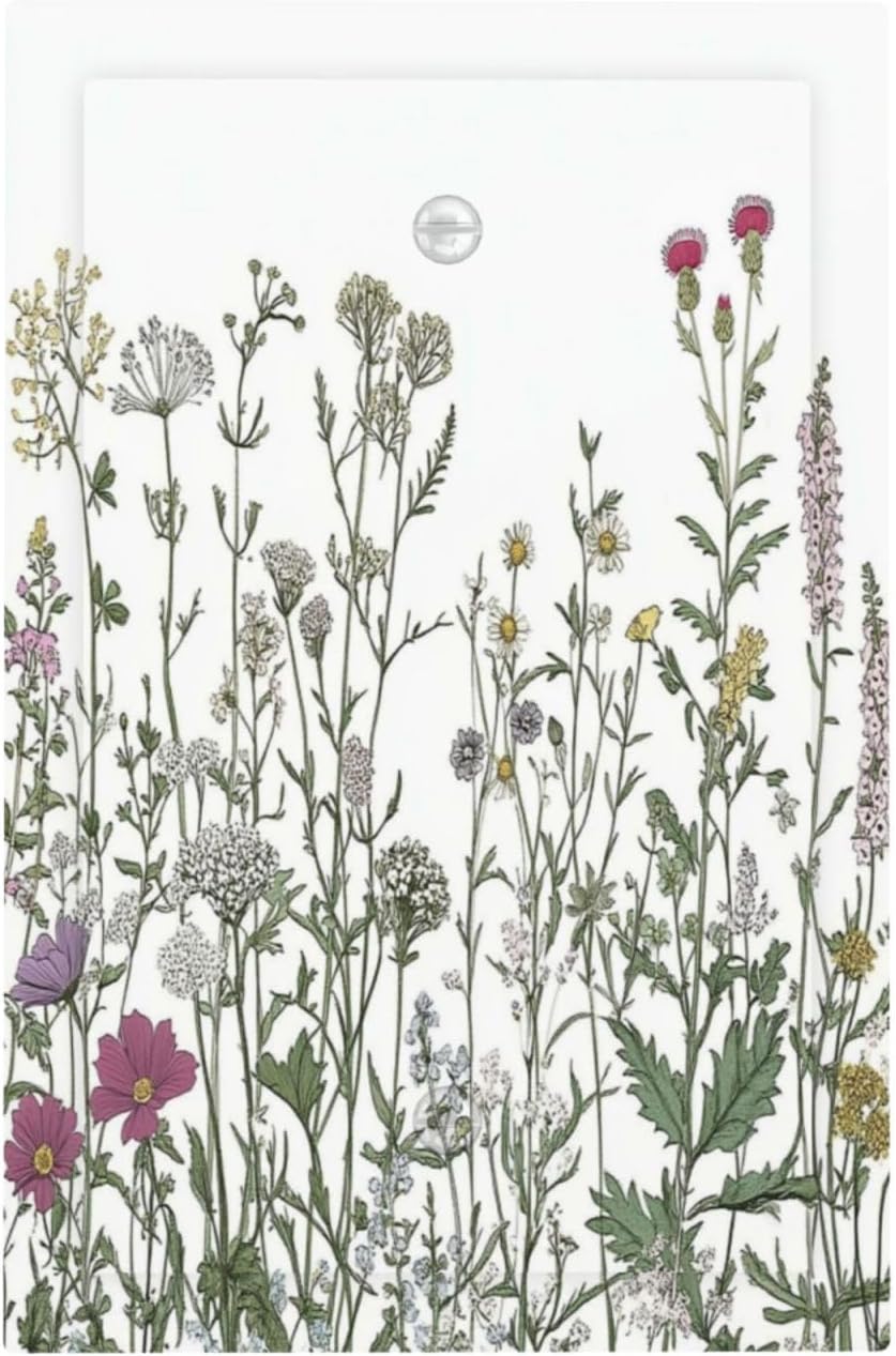 Vintage Herbs Wildflowers Plant Floral Light Switch Cover Plate 1 Gang No Device Blank Electrical Wall Plates Faceplate Decorative Switch Plate For Bed Room Home Decor